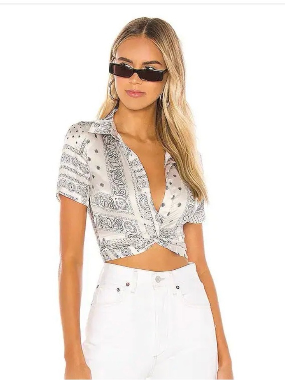 Revolve Superdown Twist Front Paisley Top